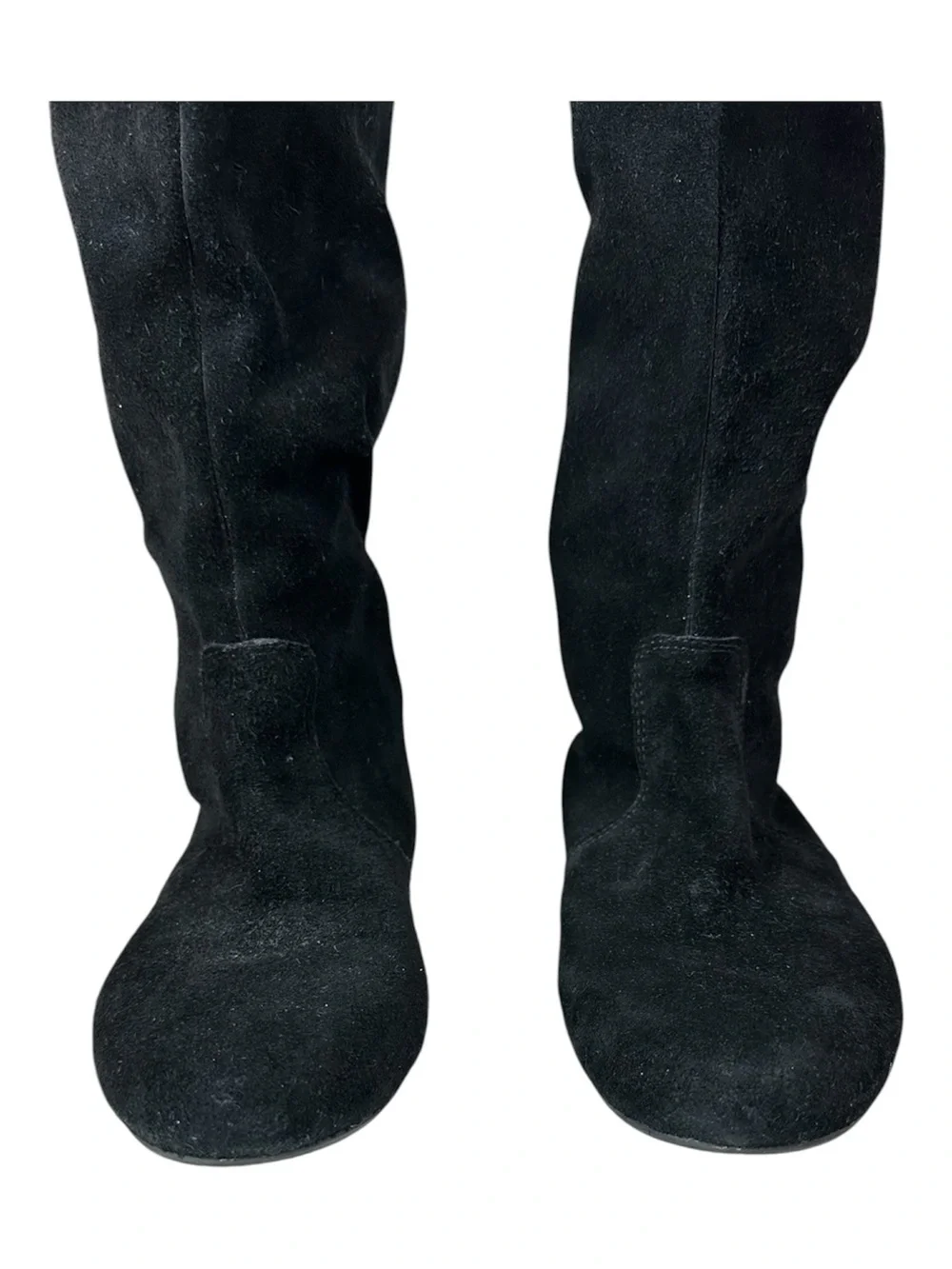 GIANNI BINI Women’s Black Suede Knee-High Cuffed Boots Flats Size 7.5M